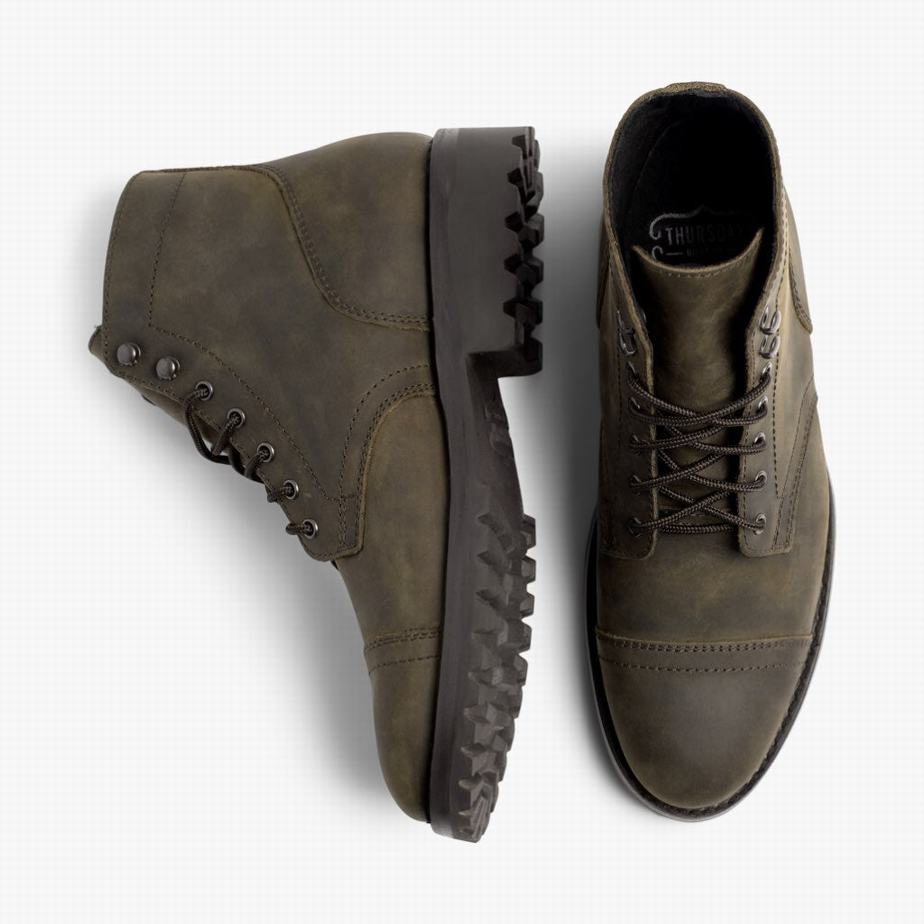 Thursday Boots Captain StormKing® Fűzős Csizma Férfi Sötétolivazöld | CUT6014AF