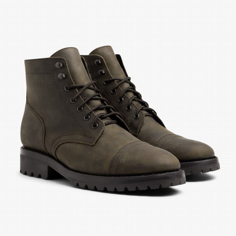 Thursday Boots Captain StormKing® Fűzős Csizma Férfi Sötétolivazöld | CUT6014AF